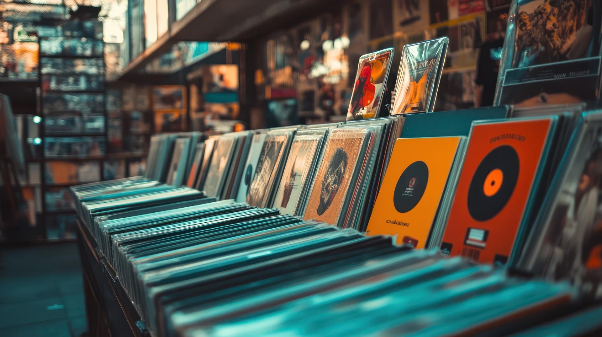 Vinylplatten im Verkaufsregal | Software für Musikfachhandel