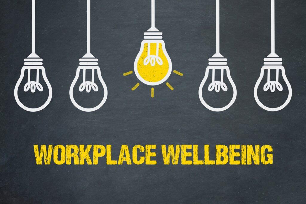 Workplace-Wellbeing-Illustration mit Gluehbirnen | Duschrueckwand